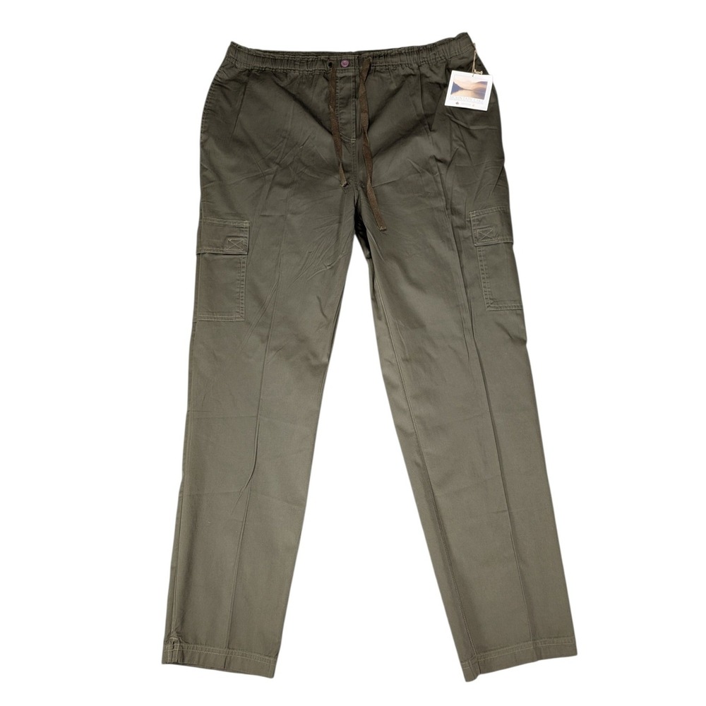 Mountain Lake Womens Olive Green Cotton Cargo Pants Drawstring Waist Size Medium